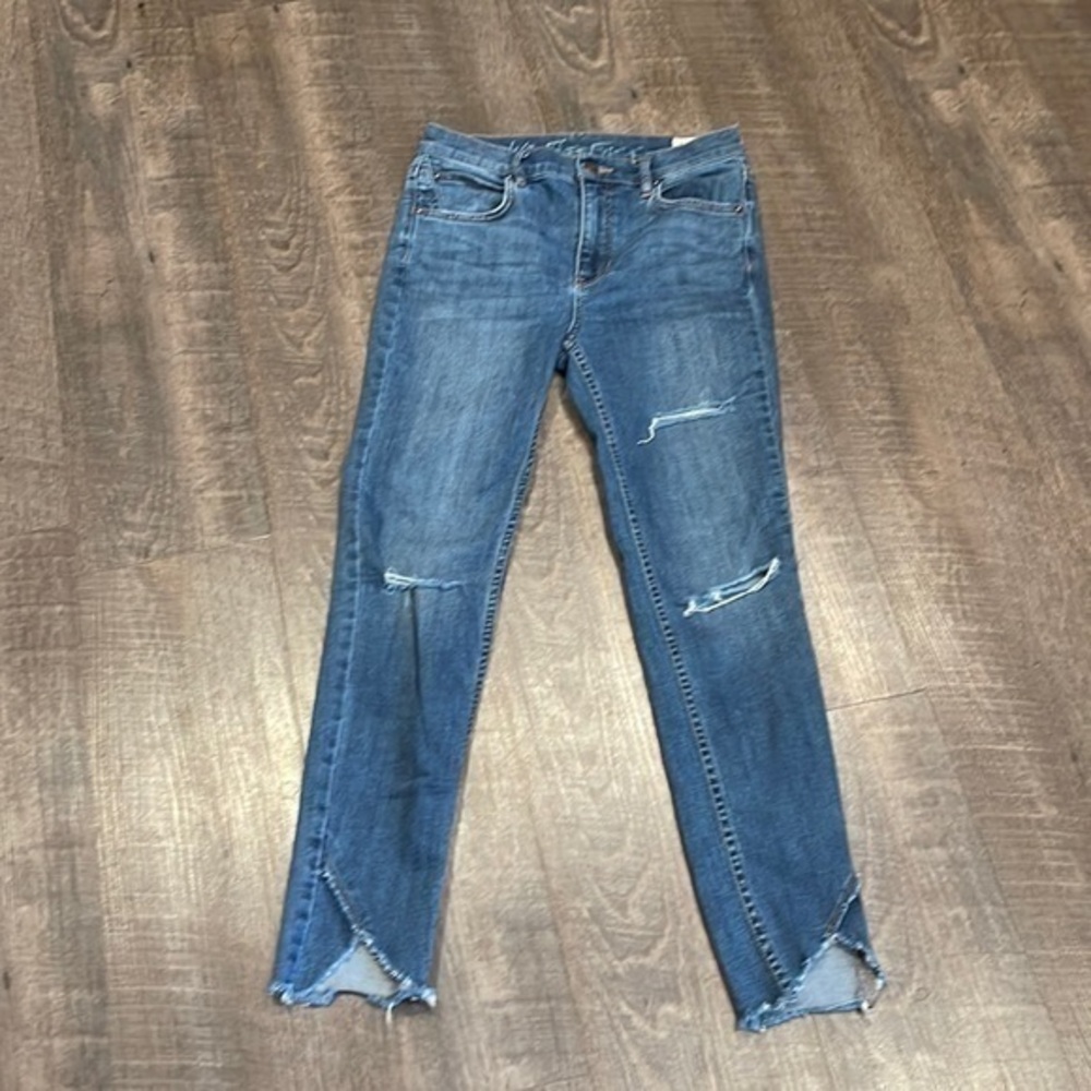 We the free distress raw hem ankle stretchy skinny jeans